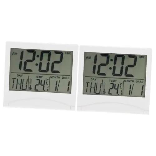 Produktbild: Alipis 2 Stück Wecker Reiseuhr Kleine Tischuhr Geräuschlos Tischuhr Raumdekoruhr Elektrische Uhr Digitaluhr Kleine Uhren Für Schlafzimmer Kleine Digitaluhr Kleine Uhr Weiße