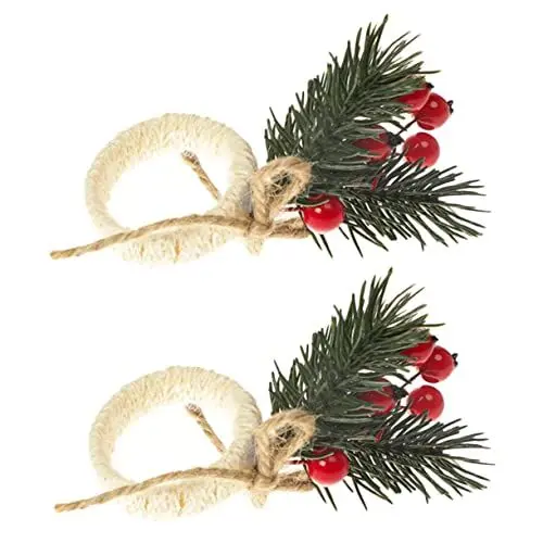 Produktbild: Alipis 2 Stücke Weihnachten Serviettenringe Westliche Tischdekoration Hochzeitsdekor Desktop Dekor Serviettenschnallen Handgefertigte Serviettenringe Weihnachtstischdekorationen