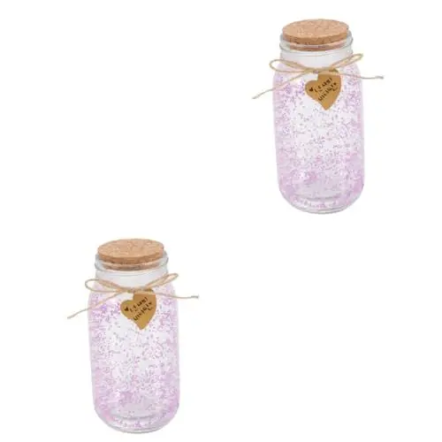 Produktbild: Alipis 2st Flasche Wünschen Glasflaschen Treibflaschen Glas Wunschfläschchen Glas Hochzeit Halloween-flaschendekoration Wunschflasche Leuchtendes Wunschglas Origami Kork Violett