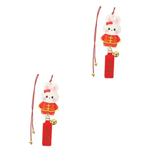 Produktbild: Alipis 2st Jahr des Kaninchenautoanhängers Kaninchen Zum Aufhängen Glückshasen-anhänger Maskottchen-Kaninchen-anhänger Hängender Festlicher Hase Maskottchen-Kaninchen-Ornament Legierung