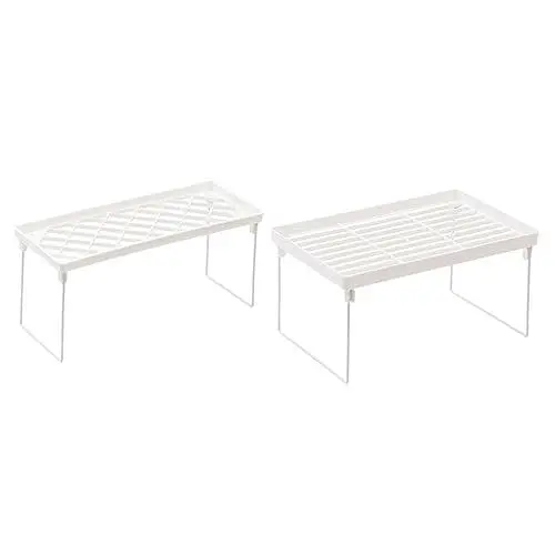 Produktbild: Alipis 2st Lagerregal Erweiterbares Fachbodenregal Arbeitsplatten-aufbewahrungs-organizer-regal Küchenregal Schrank Regal Organizer Organizer-rack Gläserregal Weiß Eisen Rahmen Lagerung