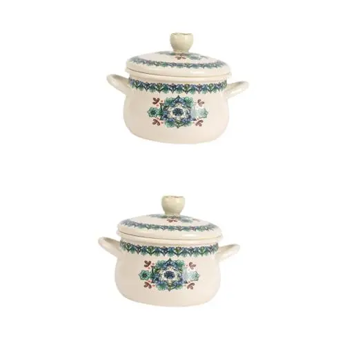 Produktbild: Alipis 2st Topf Aus Emaille Küchentopf Emaillepfanne Kleiner Kochtopf Emailpfanne Mit Griff Emailletopf Zum Kochen Soßenpfanne Mit Griff Saucentopf Mit Griff Instant-nudeltopf Japanisch