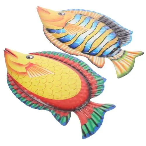 Produktbild: Alipis 2st Wand Fischskulptur Wandkunst Fischverzierung Nautische Wandkunst Wanddekor Fisch Fisch-wanddekoration Fischskulptur Handwerk Fisch-skulptur-wand Zartes Fischornament Eisen
