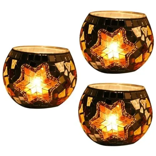 Produktbild: Alipis 3St Europäischer Kerzenhalter kerzenständer weihnachten weihnachtskerzenhalter Aromabrenner Weihnachtsdekoration Halloween-Dekorationen Vase Mosaik-Kerzenhalter Halter für Teelicht