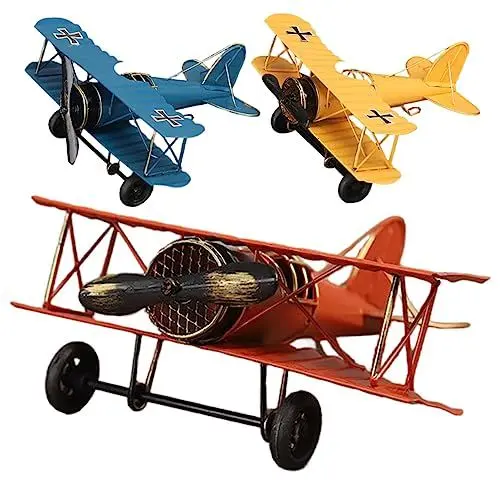 Produktbild: Alipis 3St Flugzeugmodell Ornament Retro-Flugzeugsegelflugzeug Desktop-Flugzeugmodell Modellroller -Flugzeug metalldeko flugzeugmodelle Modellflugzeug Miniaturflugzeug aus Metall