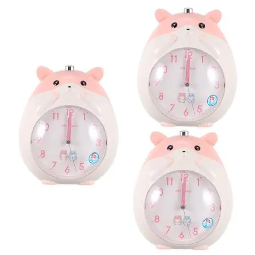 Produktbild: Alipis 3St Kleiner Hamster Wecker lernuhr Kinder kinderlernuhr kinderwecker Lernuhr für Kinder standuhr Nachttischwecker Nachtlichtwecker Weckuhr Kinder wecker Cartoon-Wecker Abs Rosa