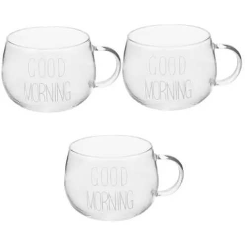 Produktbild: Alipis 3St Milchbecher aus Glas das büro offic muesli cup das fitzek frühstücksbecher hote klarer Kaffeebecher kaffeetassen Getränkebecher Milchbechergläser Latte-Becher Teetasse