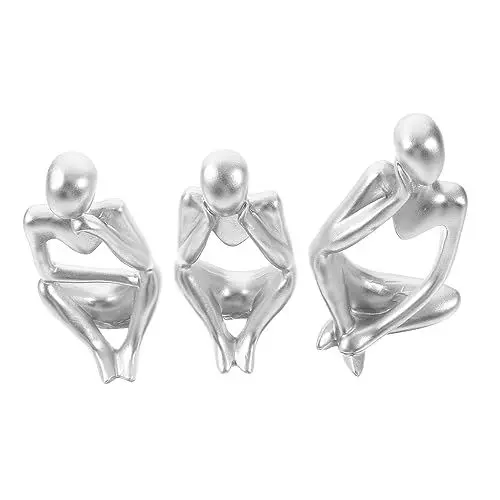 Produktbild: Alipis 3St bürodeko schreibtischdeko skulpturen Silve Kompakte Statue Denker Statue Dekore Desktop-Ornament Elegante Denkerfigur Arbeitsplatten-Handwerksverzierung Denker Harz