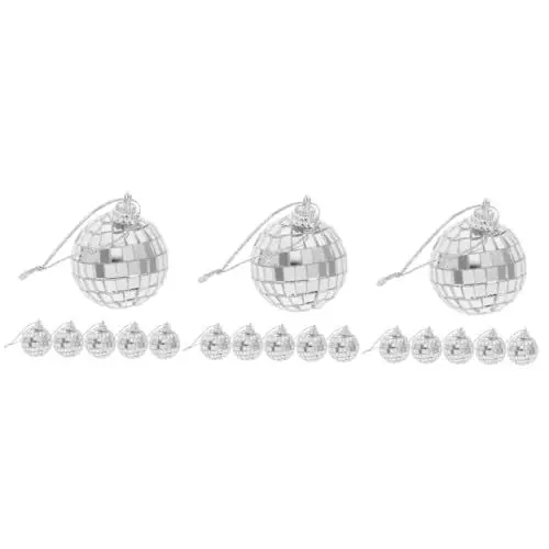 Produktbild: Alipis 3 Sätze Anhänger Weihnachtsbaum Lichtleiste Disco-Kugeln- Bola Fensterdekoration Tanzflächen-Dekoration Hängende Discokugeln Disco-Kugel-Ornamente Silver 6 Stück * 3