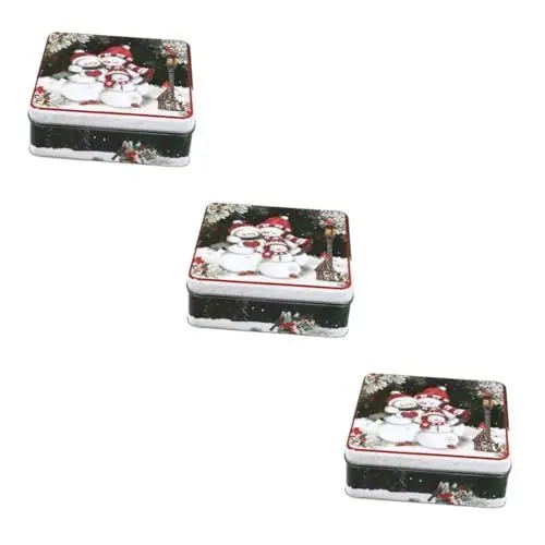 Produktbild: Alipis 3 Stk Keksdose weihnachtliche Blechdose Süßigkeitenbehälter keksschachtel weihnachten keksbox weihnachten Süßigkeitenglas Geschenkboxen für Süßigkeiten Fall Eisen Weiß