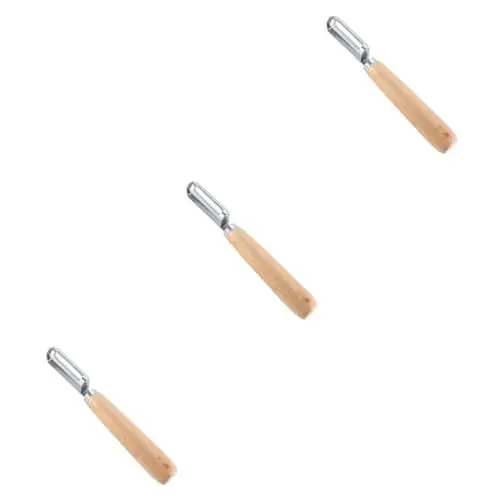 Produktbild: Alipis 3 Stück 3 Fruchtschäler Stainless Steel Peeler gemüsemesser Vegetable Peeler Schäler für müheloses Schälen sparschäler Schälmesser Gemüseschäler Holzgriff Flugzeug Hobel Bambus