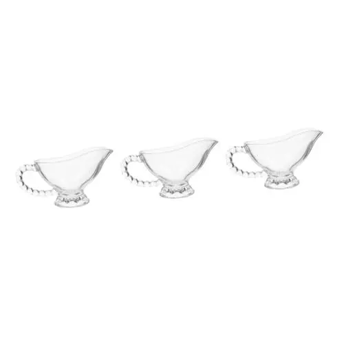 Produktbild: Alipis 3 Stück Milchbecher Aus Glas Milchzubehör Milchzubehör Milchkännchen Innen Sahnekrug Haushalts Milchkännchen Glas Milchkännchen Glaskrug Saucy Boot Glas Milchkrug