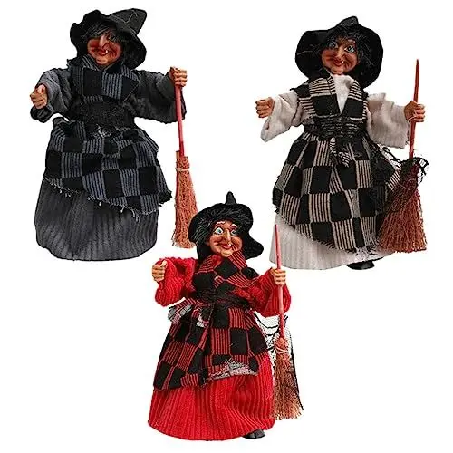 Produktbild: Alipis 3st Besen- -anhänger Fliegende Hexenfigur Halloween-versorgung Halloween-hängedekorationen Hexenspielzeug Hängende Hexenpuppe Hexenstatue Gruselige Halloween-Puppe Plastik