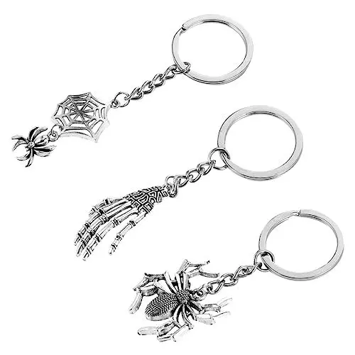 Produktbild: Alipis 3stücke Teiliges Halloween Schlüsselanhänger Mit Geisterkrallen Und Spinnenmuster Silberner Schlüsselring Für Taschen Handys Und Autoschlüssel Langlebiges Und Leichtes Design