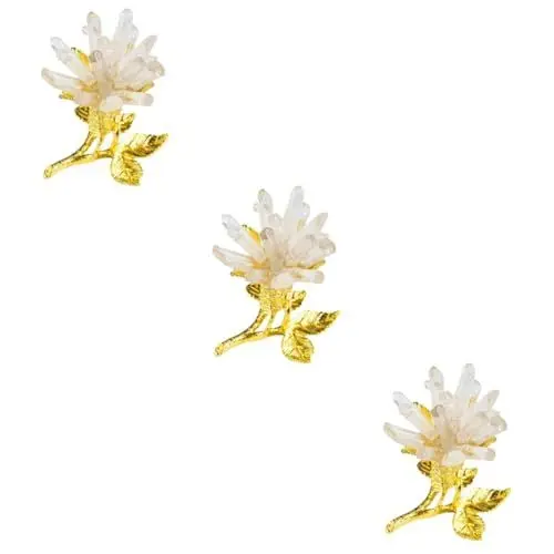 Produktbild: Alipis 3st Kristallcluster-blumenornamente Heimdesktop-kristallverzierung Kristalldekoration Für Den Heimtisch Kristall-cluster-blumenornament Kristall Diy Dekor Golden Weißer Kristall