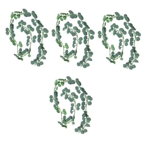 Produktbild: Alipis 4 Sätze Rattan Simulierte Reben Grüne Reben Dekorative Reben Wanddeko Künstliche Blumen Künstliche Blattpflanzen Eukalyptusblattdekor Eukalyptus-dekor PVC Green 5 Stück * 4