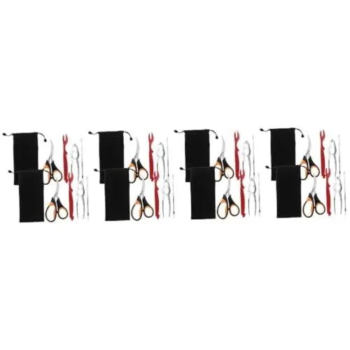 Produktbild: Alipis 4 Sets Multifunktionaler Schälclip Metall Meeresfrüchte Cracker Krabbenkoch Partyzubehör Meeresfrüchte Picks Krabbenfress Werkzeugset Krabbenbein Cracker Edelstahl
