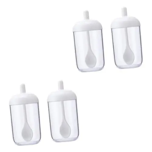 Produktbild: Alipis 4 Stück Gewürzorganisator Für Die Küche -pfeffer-behälter Durchsichtiger Behälter Mit Deckel Küchengewürz-organizer Cruet-topf Einmachglas-ölspender Gewürzflaschen Fest Weiß