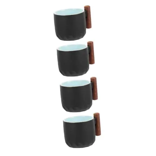 Produktbild: Alipis 4 Stück Kaffeebecher Aus Keramik Japanische Teetassen Cappuccino-tasse Kaffeebehälter Cappuccino-becher Chinesische Teetasse Große Kaffeetasse Japanische Tasse Kakaobecher Black