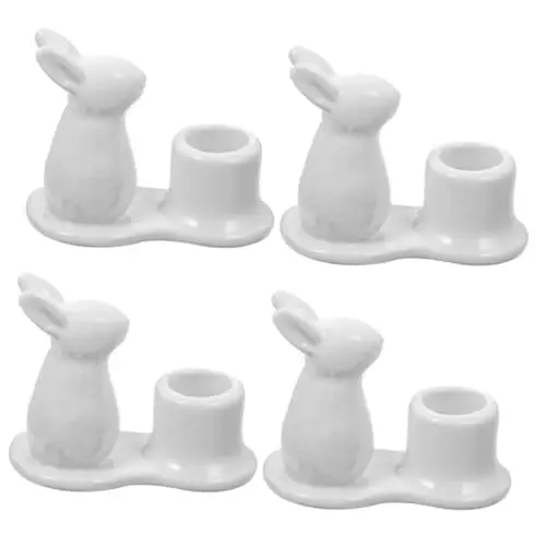 Produktbild: Alipis 4 Stücke Keramik Teelichthalter Ostern Bunny Mittelpunkt Dekorative Wohnkultur Präsentieren
