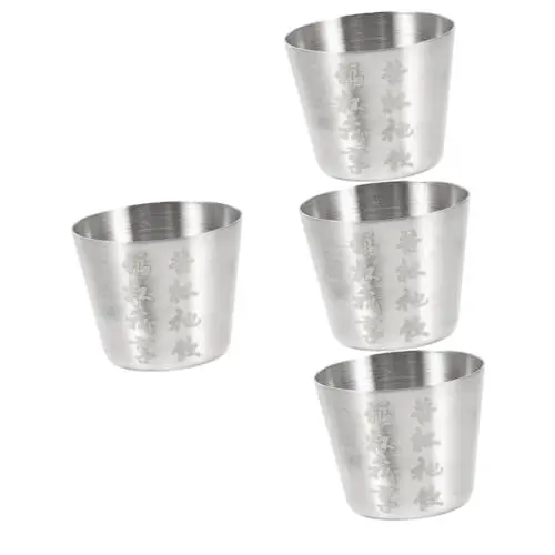 Produktbild: Alipis 4 Stück Kelch Sieb Tequila-gläser Schlürfen Biergläser Dosierung Tassen Cool Milchflasche Förmchen Espresso Becher Kirchenpokal Religiöse Tasse Mit Tasche Rostfreier Stahl