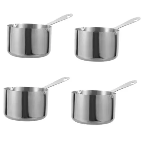 Produktbild: Alipis 4 Stück Kleiner Milchtopf Spritzender Öltopf Flache Pfanne Mini-pfanne Beschichtete Pfanne Saucentopf Aus Edelstahl Küchengerät Mini-wok Werkzeug Einzelgriff Rostfreier Stahl