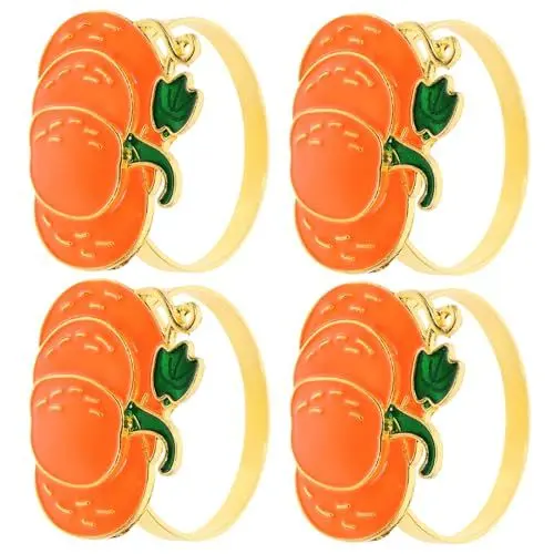 Produktbild: Alipis 4 Stück Kürbis-Serviettenringe Thanksgiving-Serviettenhalter Metall-Halloween-Serviettenschnallen Für Hochzeit Dusche Ernte Festival Herbstparty Abendessen Tischdekoration