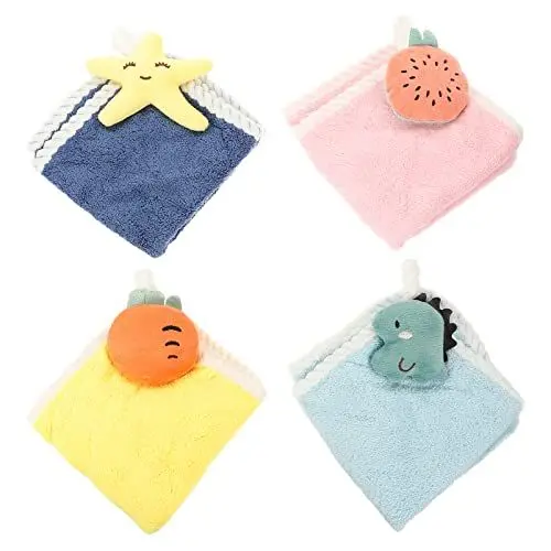 Produktbild: Alipis 4stücke Küchenhandtücher Aus Fleece Weiche Saugfähige Geschirrtücher Für Handtrocknung Und Reinigung Bunten Designs Stern Dinosaurier Wassermelone Karotte