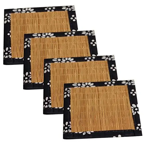 Produktbild: Alipis 4 Stück Untersetzer Aus Bambusmatte Getränkeuntersetzer Aus Holz Kaffeeuntersetzer Tassenuntersetzer Untersetzer Aus Korbgeflecht Isolierte Heizkissen Käsebrett Stoff Saft Zen