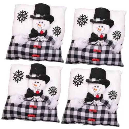 Produktbild: Alipis 4 Stück Weihnachtskissen Plüschkissen Urlaub Lendenkissen Plüschtiere weihnachtsdeko bürodeko Kissen für die Couch Bettkissen Dekoration für den Heimladen schönes Kissen Stoff Weiß