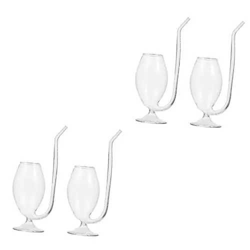 Produktbild: Alipis 4 Stück Weinglas Cocktailgläser Glasbecher Für Wein Vampirwein Klare Tassen Portweingläser Aus Kristall Gebogener Strohbecher Bar Weinkelch Trinkbecher Partybedarf Empfindlich