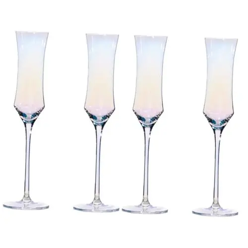 Produktbild: Alipis 4 Stück bunte Sektgläser farbige Trinkgläser Trinkbecher aus Glas Coupé-Glas regenbogengläser sektglas Rotweingläser Glasbecher Weinglas Wein Tassen Kelch Glas