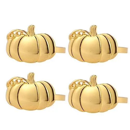 Produktbild: Alipis 4stücke Halloween Kürbis Tasche Mit Galvanotechnik Dekorative Serviettenhalter Für Bankette Goldfarben Hygienisches Material Einfache Reinigung