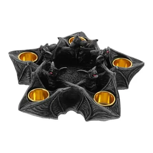 Produktbild: Alipis Einzigartiger Gotischer Fledermaus-teelichthalter Aus Kunstharz Halloween- Kerzenständer Kunstharz-kerzenhalter für Halloween