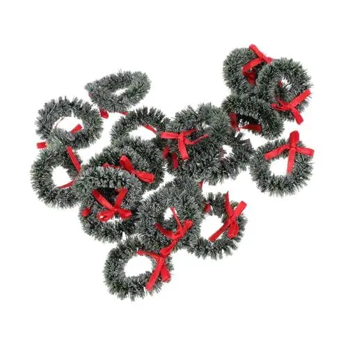 Produktbild: Alipis 60 STK Weihnachtskranz Party Haustürdekoration künstliche weihnachtsgirlande künstlicher Kranz Puppe Outdoor-Dekor Mini-Kranz Mini-Hausverzierung Beere Spielzeug Zimt Leuchter