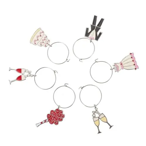 Produktbild: Alipis 6St Weinglas ring für den einzug weinprobe Weinglasanhänger ideas charms Hochzeit Wein-Namensschild Esstisch Tasse weinglas dekorationen Weinring Zinklegierung