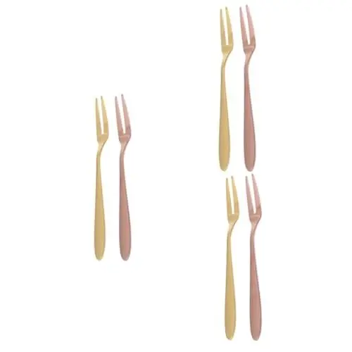 Produktbild: Alipis 6stücke Edelstahl Obstgabeln Mit Zwei Zinken Mini-gabeln Für Dessert Kuchen Und Verkostungen Gold Und Roségold Für Partys Und Besondere Anlässe
