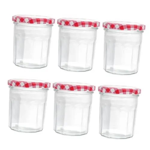 Produktbild: Alipis 6er-pack 380 Ml Glas Honigglas Set Luftdichte Küchen-lebensmittelbehälter Versiegelungsdeckel