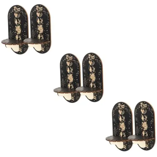 Produktbild: Alipis 6 Stk Kristallständer Wandregal steht für Dekoration schwarzes Mondphasen- Boho- Kristallregal Kristall-Präsentationsständer für den Haushalt Pappel Black