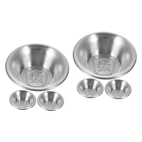 Produktbild: Alipis 6 Stk westliche Restaurant-Steaksauce edelstahlschüsseln stainless steel bowl Soja-Dip-Schüssel Wasabi Campingzubehör Steak würzen kleiner Behälter Salatdressing-Behälter Sushi