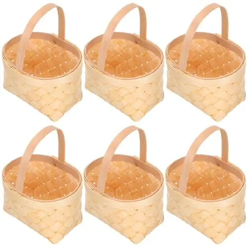 Produktbild: Alipis 6 Stück Geflochtene Mini-Körbe Miniatur-Weidenkorb mit Griff Kleine Handkörbe Puppenhaus-Dekoration Bastelbedarf Kleine Süßigkeitenkörbe Gastgeschenke für Weihnachten Ostern