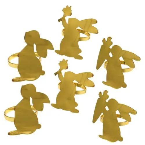 Produktbild: Alipis 6 Stück Ostern Serviettenringe Serviettenschnallen Für Partys Serviettenringe Für Partys Metall Serviettenringe Esszimmerdekorationen Für Partys Zarte Serviettenringe
