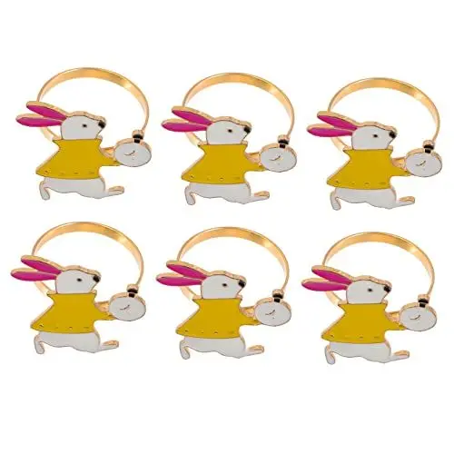 Produktbild: Alipis 6st Kaninchen-serviettenringe Serviettenring Dekor Urlaub Serviettenringe Hasenförmiger Serviettenring Ostern Serviettenschnalle Serviettenringe Mit Ostermotiv Metall