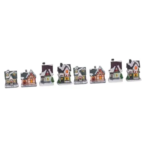 Produktbild: Alipis 8 STK Weihnachtsschnee- -verzierung Schneedorfhaus Figur Weihnachtsschmuck Lichthausdekorationen Für Zu Hause Miniatur-weihnachtsdörfer Weihnachtsfiguren Dorf Harz