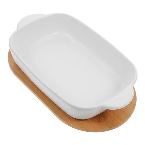 Produktbild: Alipis Backgeschirr kleine Kuchenform Backmatte Zinn Blech Jumbo Keramik-Backform Ofenfeste Keramikschale grillplatte Auflaufform aus Keramik Schale zur Aufbewahrung von Obst hölzern Weiß