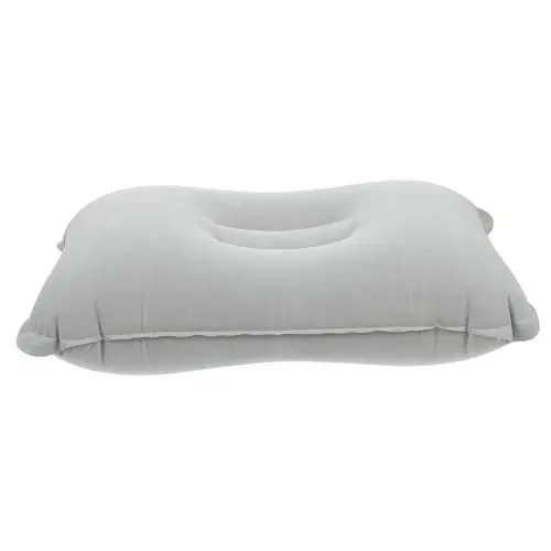 Produktbild: Alipis Aufblasbares Campingkissen Für Erwachsene Großes PVC-beflockungskissen 43 X 27 cm Grau Ergonomisches Outdoor-Kissen