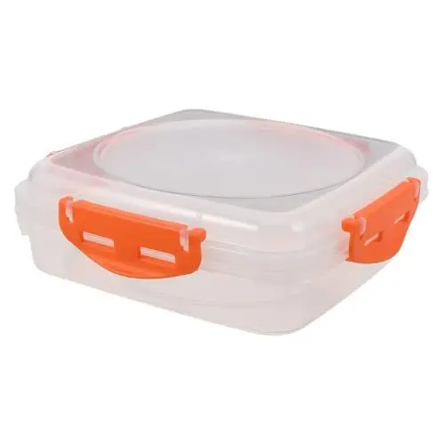 Produktbild: Alipis Bento-Box essensbehälter Lunch-Box Sandwichbox frühstücksbox transparenter Fruchtbehälter Verschließen von Lebensmittelbehältern Küchenhalter Kühlschrank-Gemüsefach Plastik Orange
