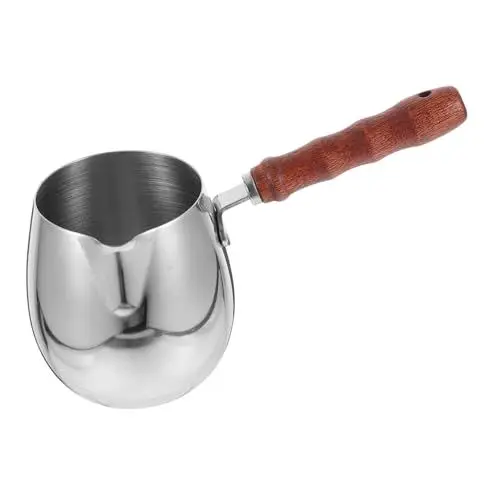 Produktbild: Alipis Blumentank ziehen milchbecher mit holzgriff Kaffeemaschine kaffeekanne kaffeekännchen dampftopf kaffeekapselmaschine Schaumbecher Milchkanne Rostfreier Stahl Dampfer Container