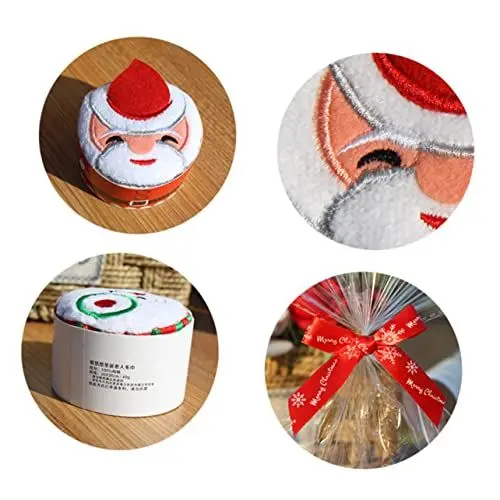 Produktbild: Alipis Festliche Weihnachtshandtücher Aus Baumwolle 2er-Pack Dekorative Handtücher Mit Schneemann Und Weihnachtsmann Für Kinder