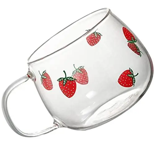 Produktbild: Alipis Gläser Teebecher Espressotassen Erdbeerglasbecher Frühstückstasse Mit Handbreischale Kaffeemilchbecher Wasserbecher Für Safttee 350Ml Bierkrug Getränkebecher Teetasse